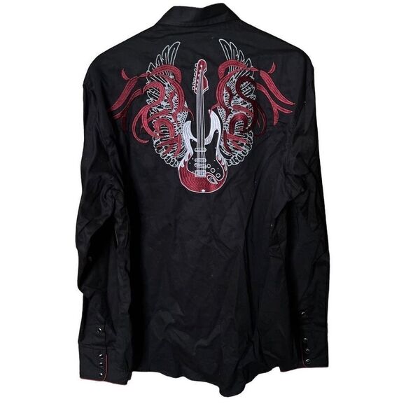 Roper Guitar Button Down Shirt Large - Picture 3 of 5